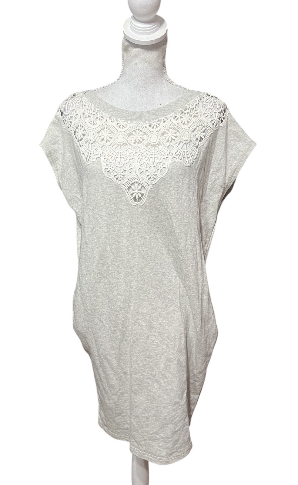 Diesel Gray Cotton Crochet Lace Cutout Trim D-TElERI Dress Size S