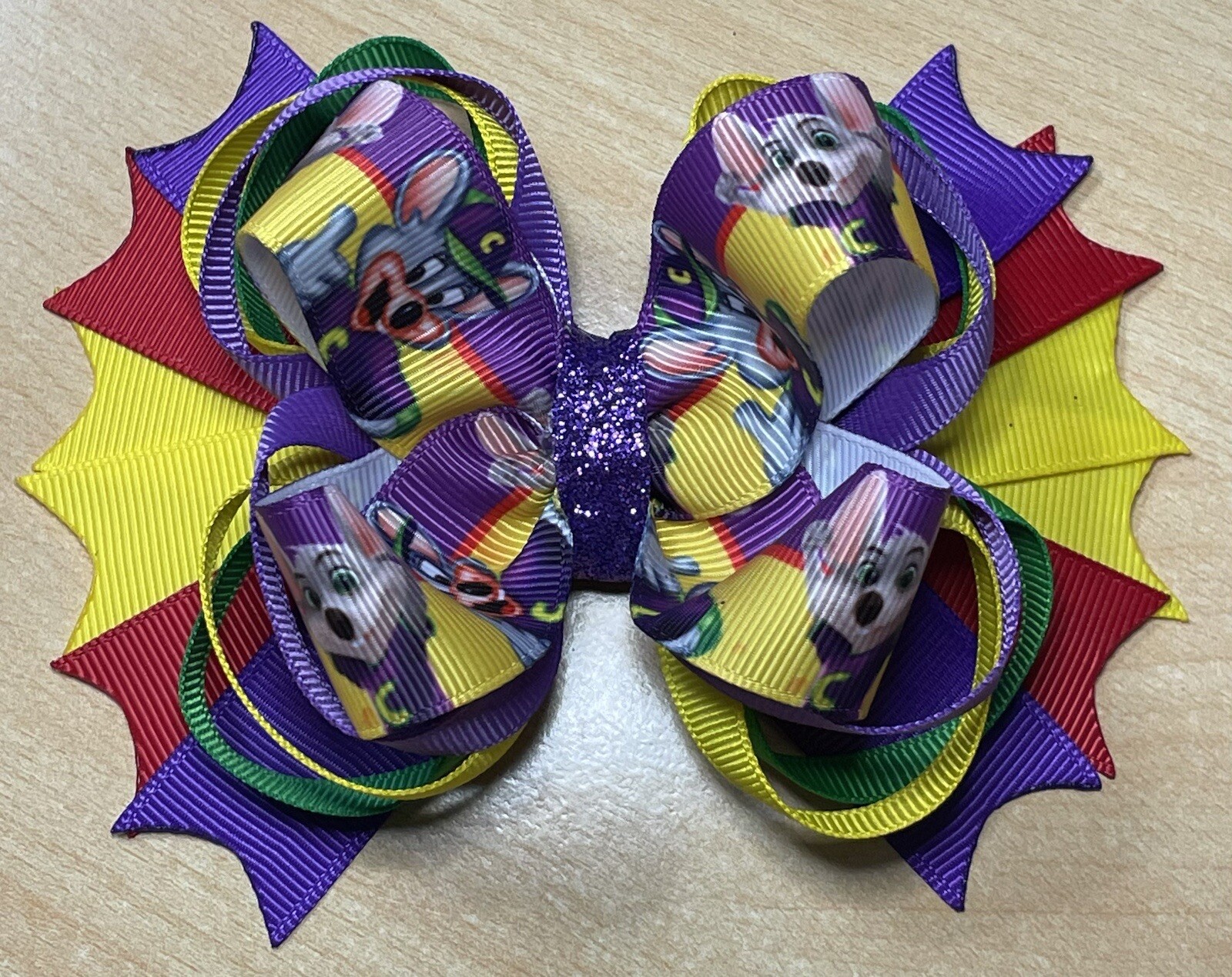 Chuck E. Cheese Inspired Hair Bow – 5 Inches