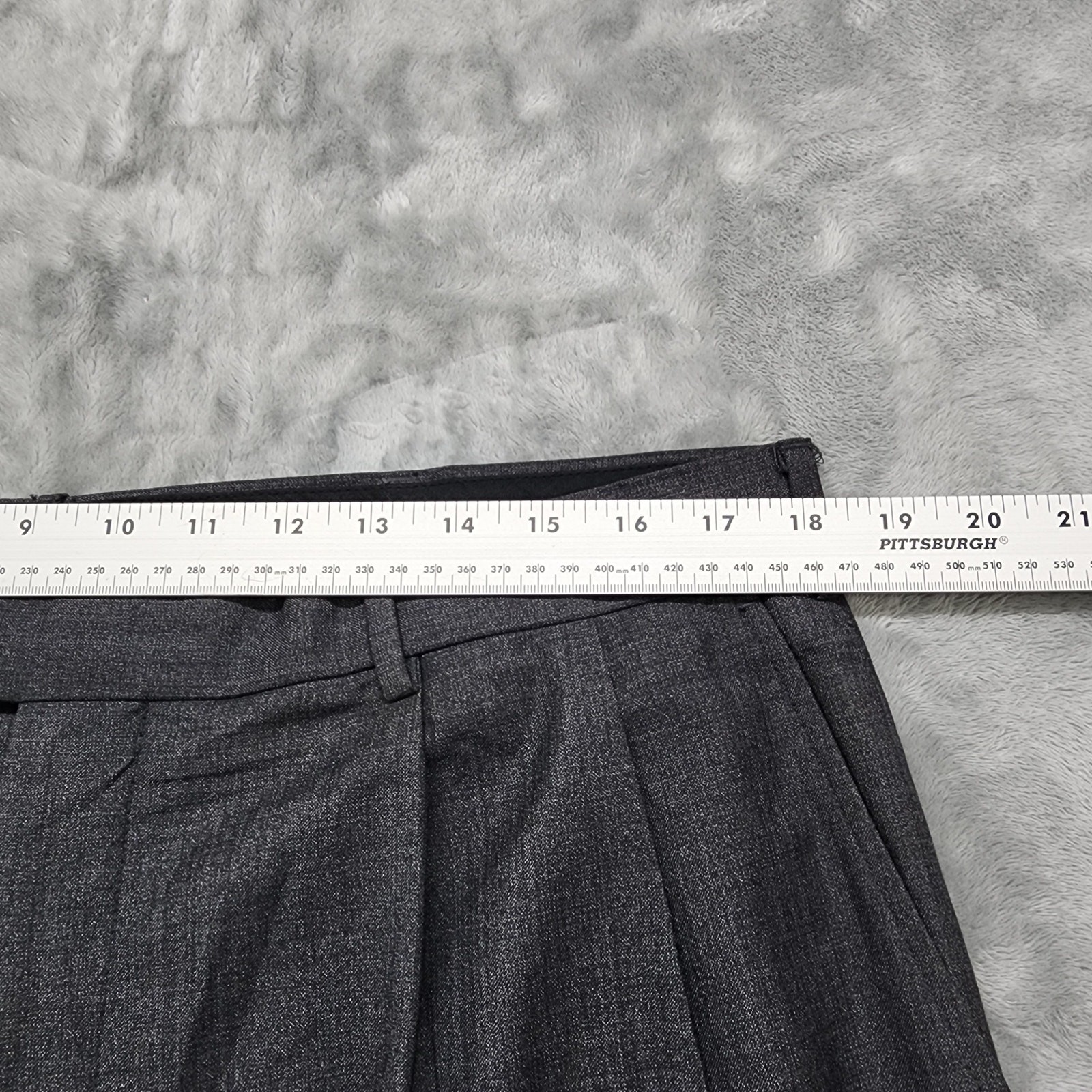 Perry Ellis Portfolio Dress Pants Mens 38/30 Gray Pleated Cuffed Polyester Rayon
