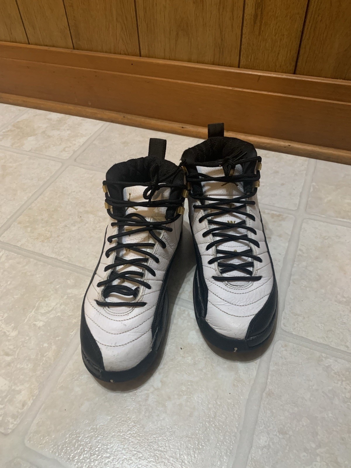 Jordan Air Jordan 12 Retro (GS) High Top Sneaker 5Y White/Black/Gold