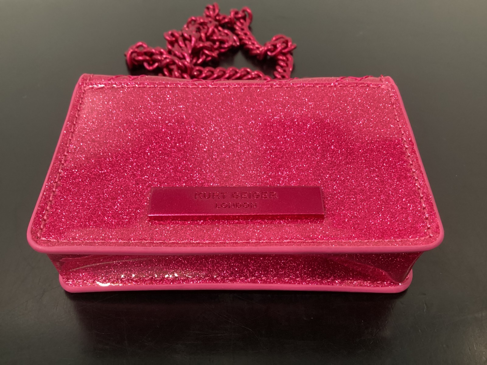 Kurt Geiger MICRO TINY Glitter 4.25″ x 3″ x 1″ Drench Pink Synthetic Brand New