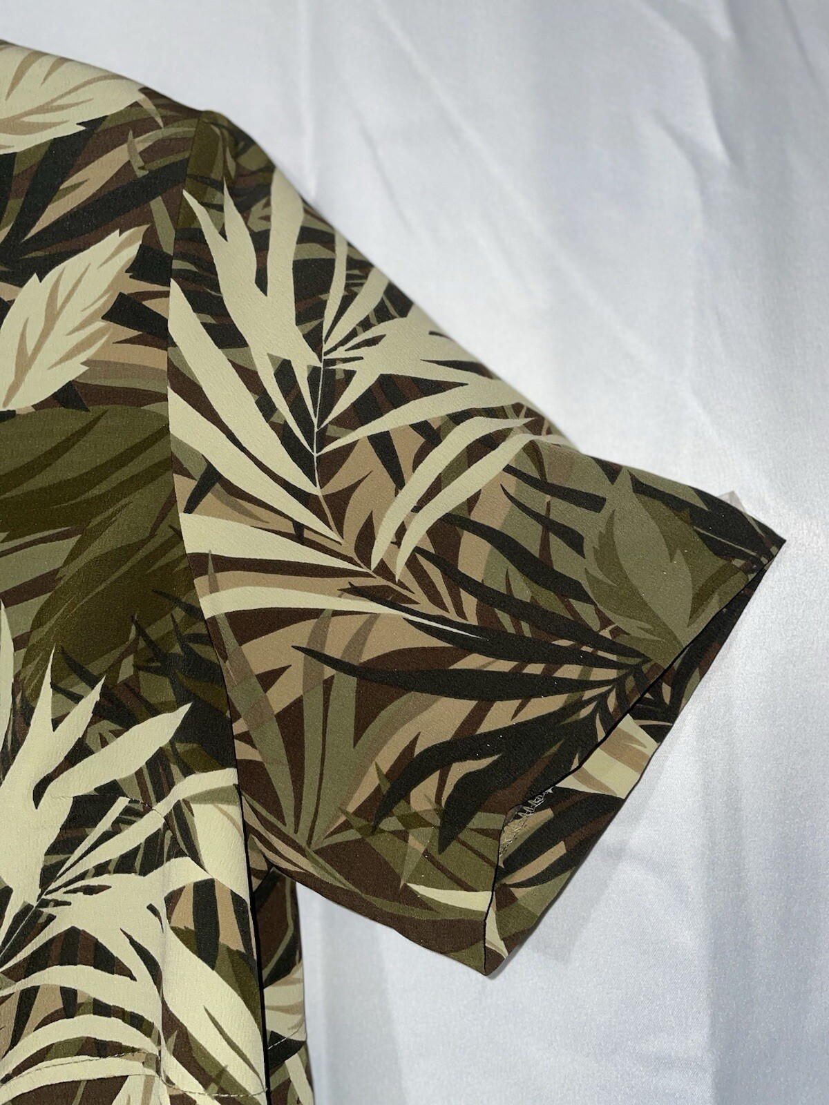 Vintage Studio C Green Tropical Button Up Top Shoulder Pads Hawaiian Sz 18