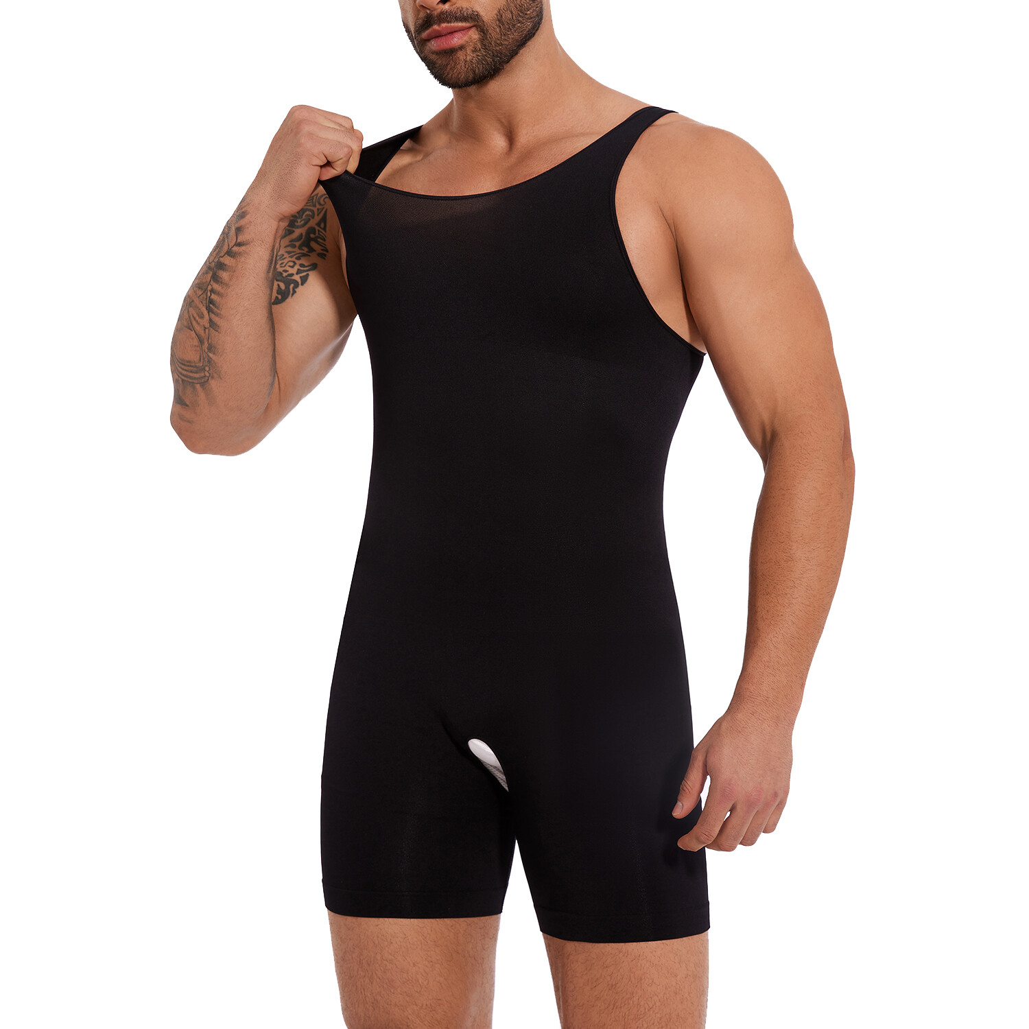 Men’s Full Body Shaper Slimming Compression Bodysuit Thigh Slimmer Shapewear