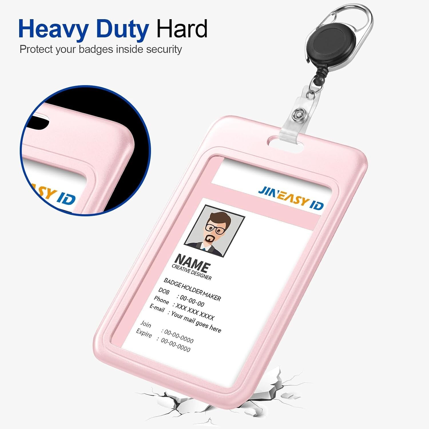 2pcs ID Badge Holder Vertical Card Holder Heavy Duty for Work Key Card Men Women