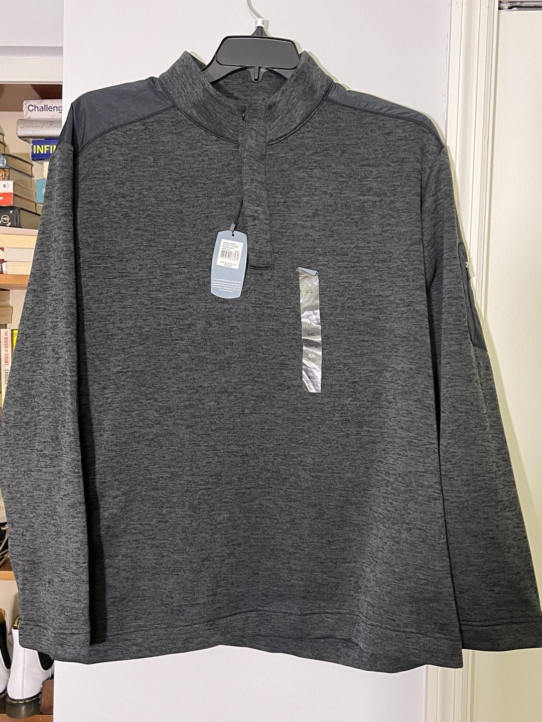 Greg Norman Men’s Quarter-Zip Performance Pullover Sweater Charcoal Heather