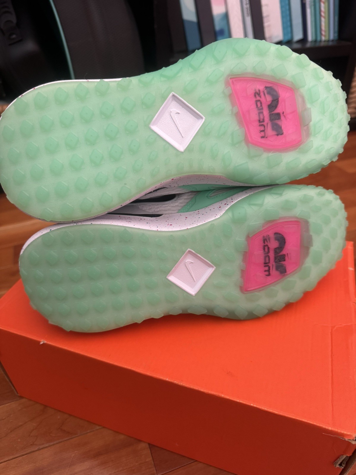 Nike Air Zoom Diamond Elite Turf Baseball White/green/pink Sz 6.5 DZ0503-100