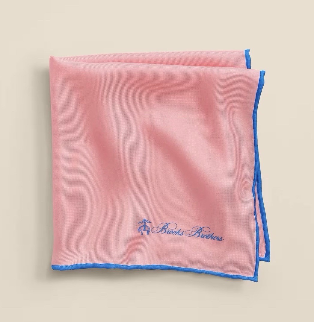 Brooks Brothers 100% Silk Pink Pocket Square MSRP $29.50 (Small) (Minor Flaws)