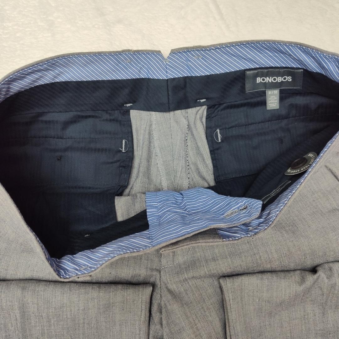 Bonobos Pants Mens 31×32 Gray Stretch Chino Flat Front Dress Casual Office