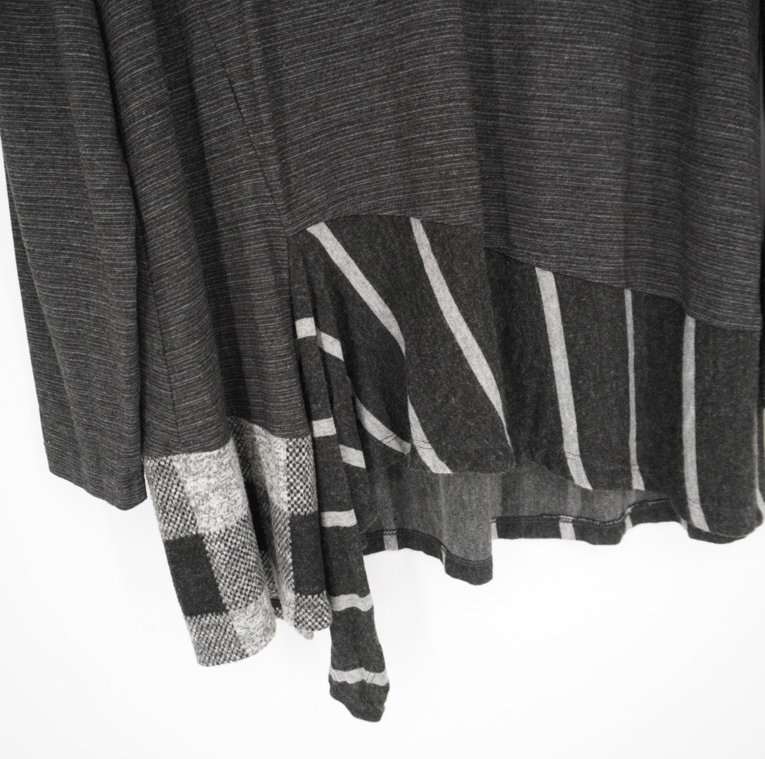 Alembika Top Womens Size 3 Gray Relaxed Flowy Lagenlook Long Tunic Patchwork