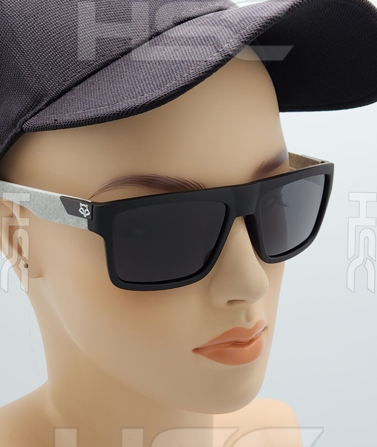 NEW Polarized Square Sunglasses Soft Matte Black Gray Arms Dark Smoke Lens