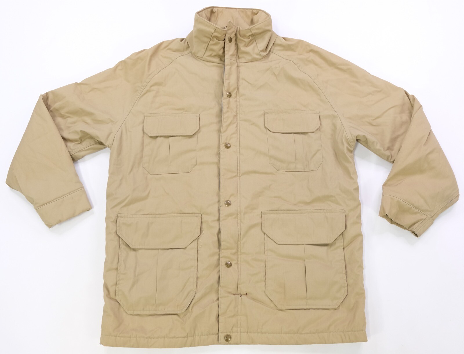 Rare Vintage WOOLRICH 4 Pocket Zip Button Snap Windbreaker Work Jacket 90s Tan L