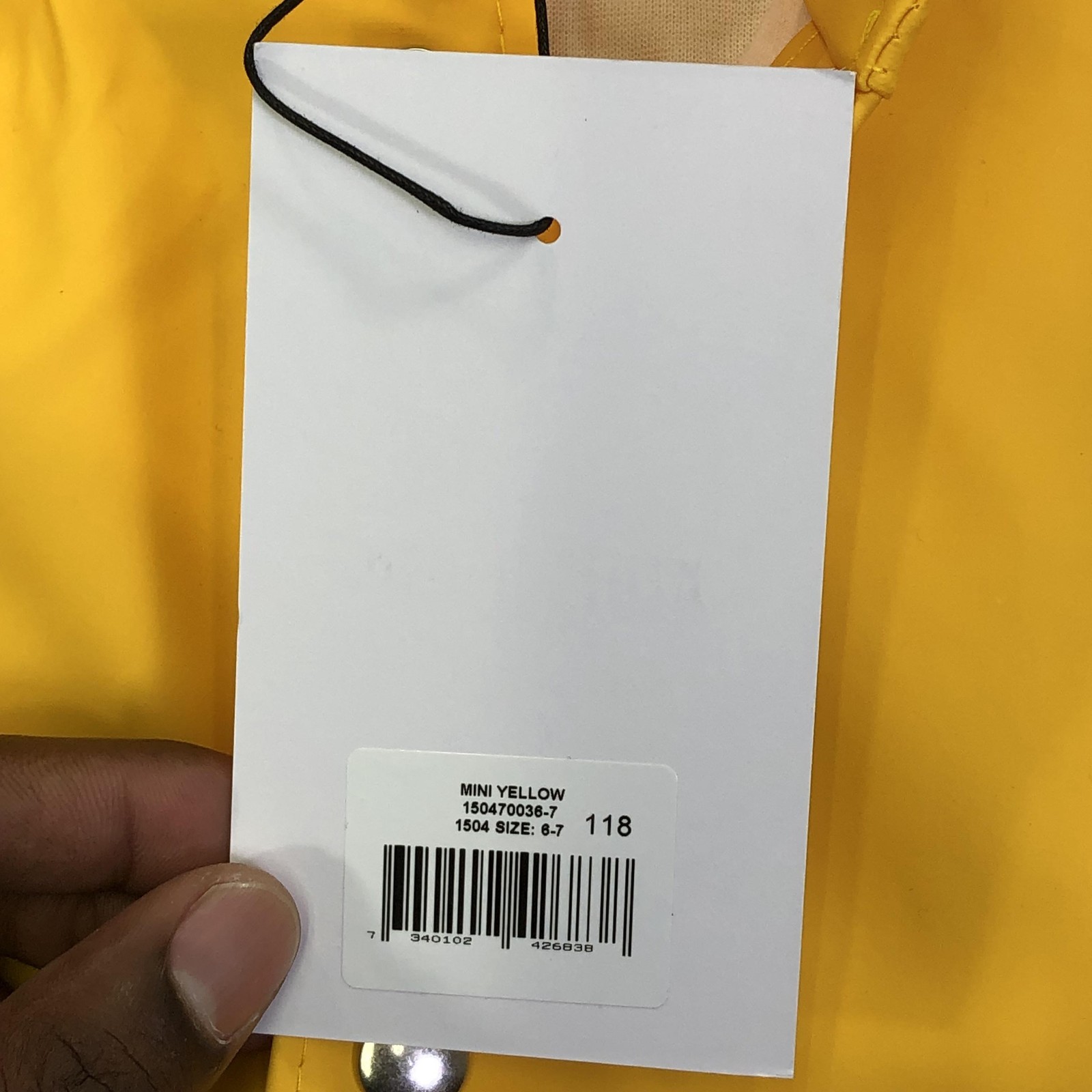 Stutterheim Raincoat Kids 6-7 Yellow Mini Hooded Snap Waterproof Rubberized