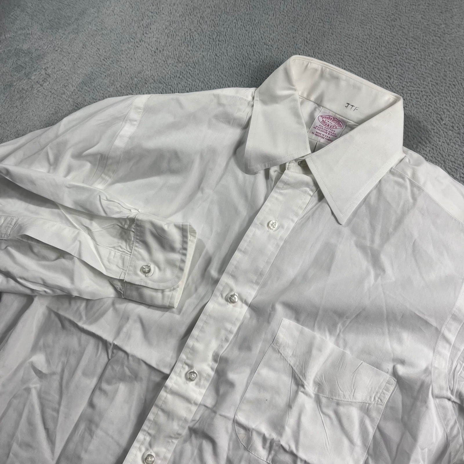 Brooks Brothers Makers White Dress Shirt Mens 14.5-2 Cotton Made in USA Vintage
