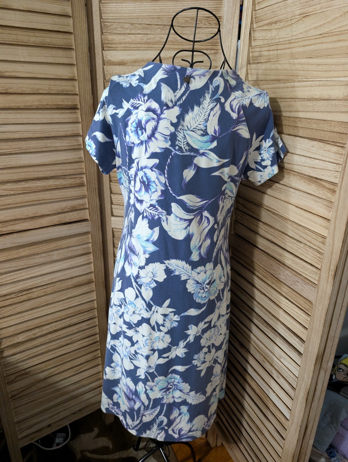 Soft Surroundings Blue Floral Faux Wrap Dress Women’s Sz Large