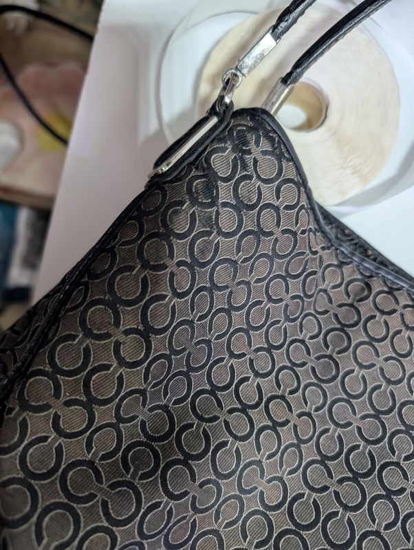 Coach Madison Phoebe Op Art fabric Shoulder Shoulder Bag Black/ Grey lot15
