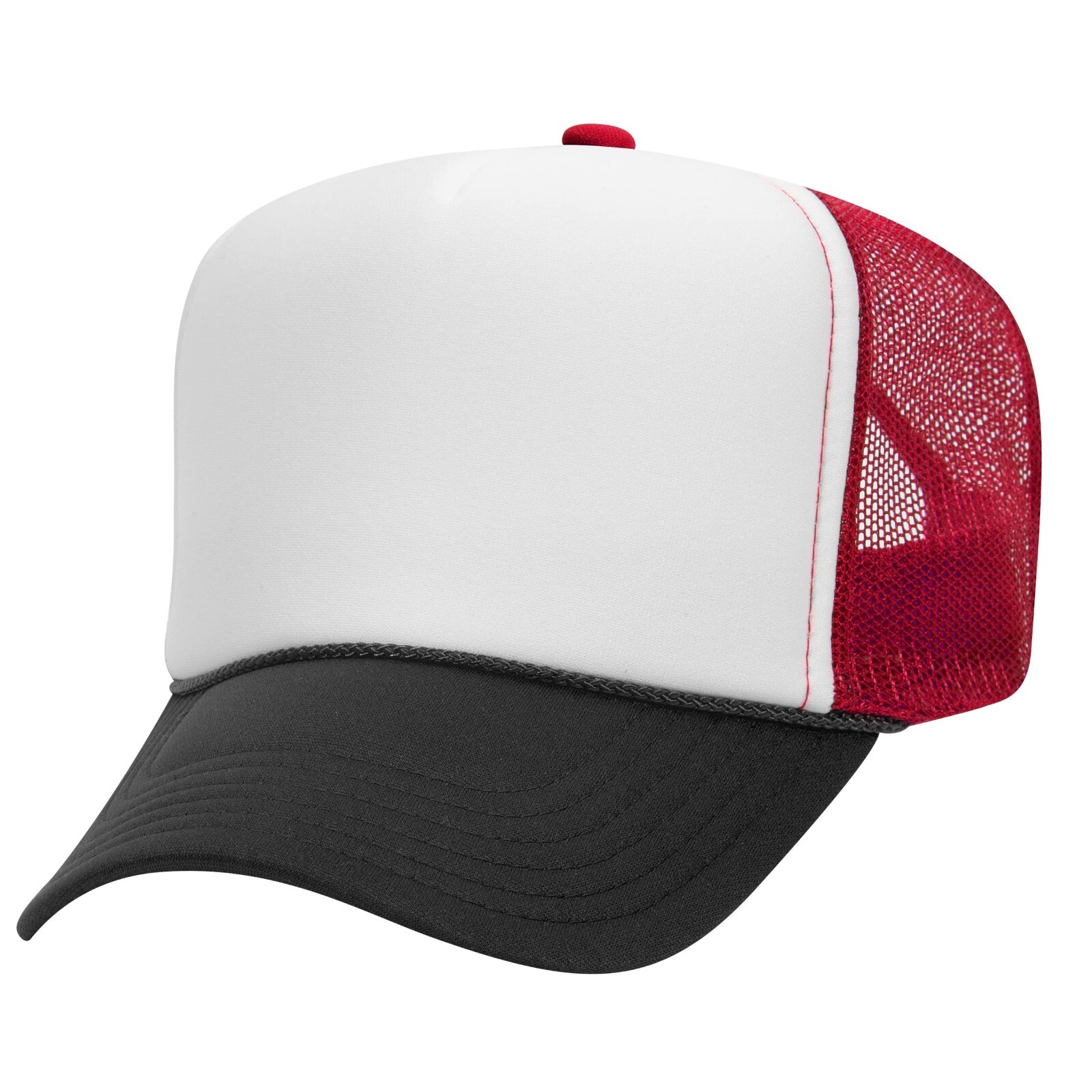High Crown 5 Panel Mesh Back Foam Front Trucker Cap with Snapback Closure