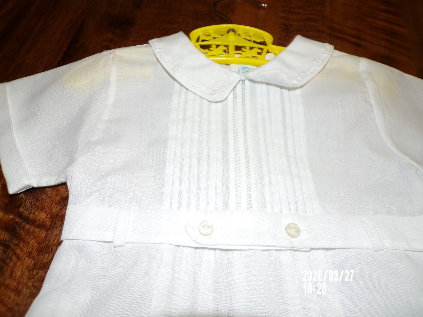 NWT Feltman Bros Baby Boy Romper Pintucked Creeper Baptism Christening 6M, White