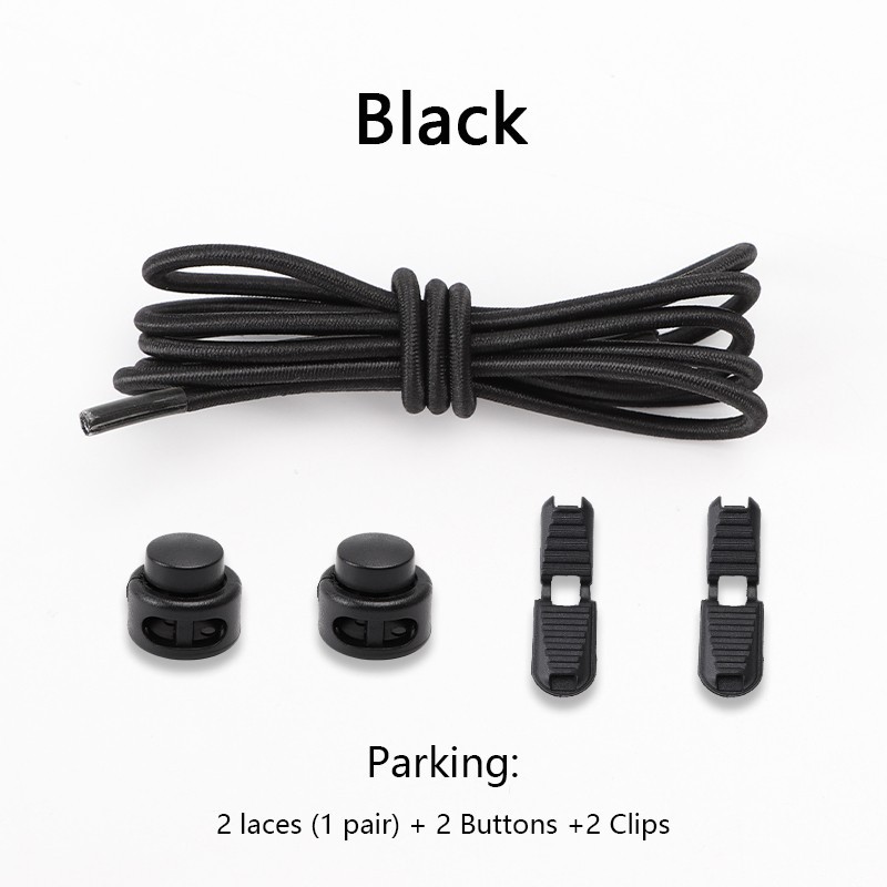 No Tie Elastic Shoelaces Lock Laces Shoe Strings Sports w/ Locking Toggle