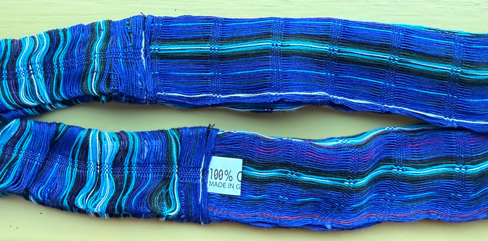HEADBAND Blue Multicolor Guatemala Hand Made Cotton Head Band Colorful NEW #II