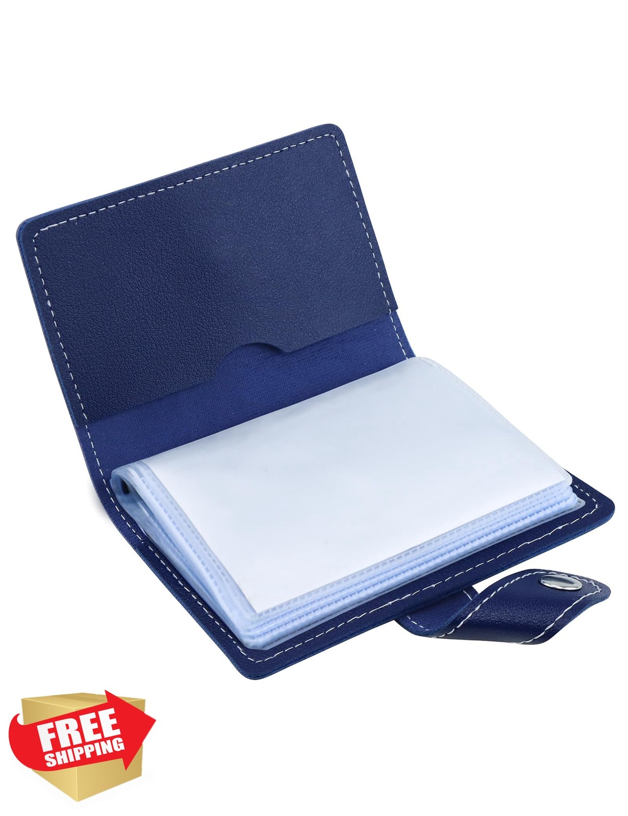 GAUENEEN Leather Business Card Holder RFID 26 Slots Blue