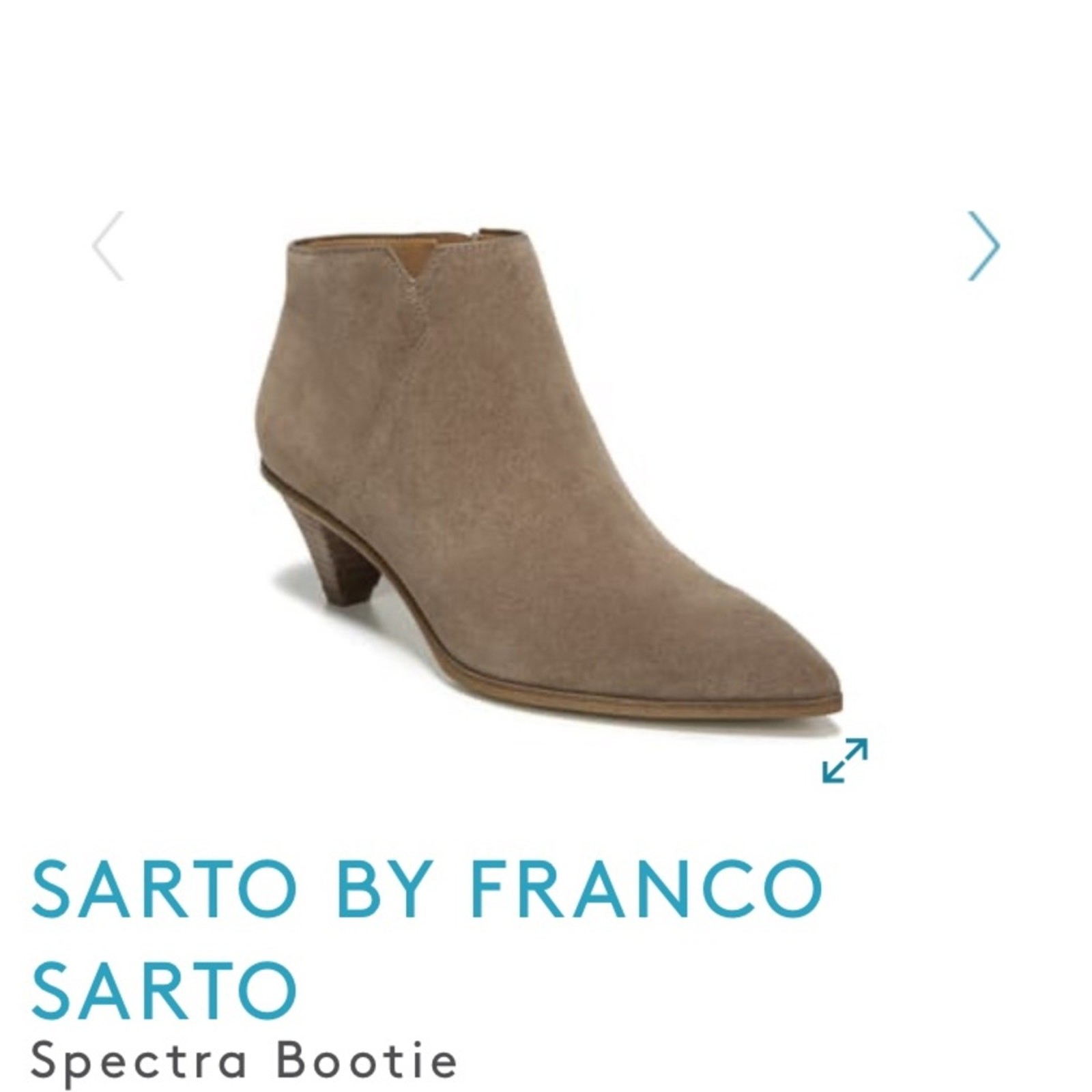 Franco Sarto Spectra Womens Suede Ankle Booties Size 6.5 Tan Pointed Toe