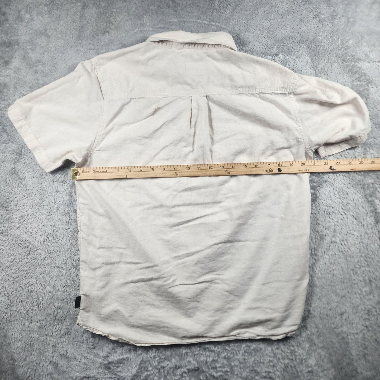 Patagonia Cayo Largo Shirt Mens Medium Beige Solid Short Sleeve Outdoor Hemp
