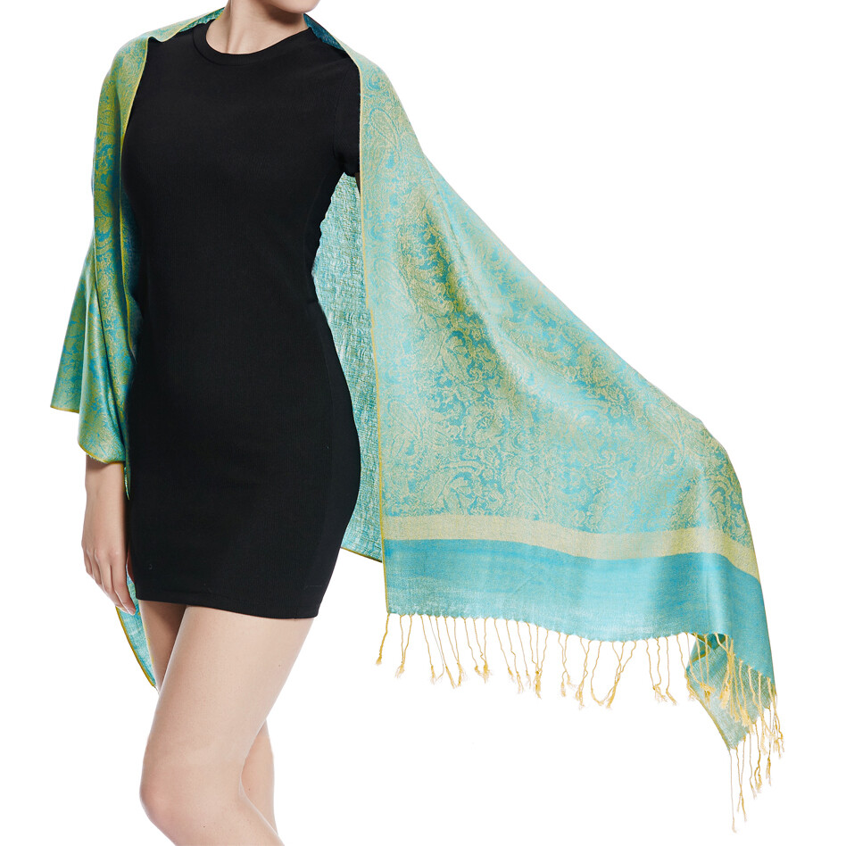 Womens Pashmina Wool Feel Silky Classic Paisley Wedding Shawl Scarf Stole Wrap