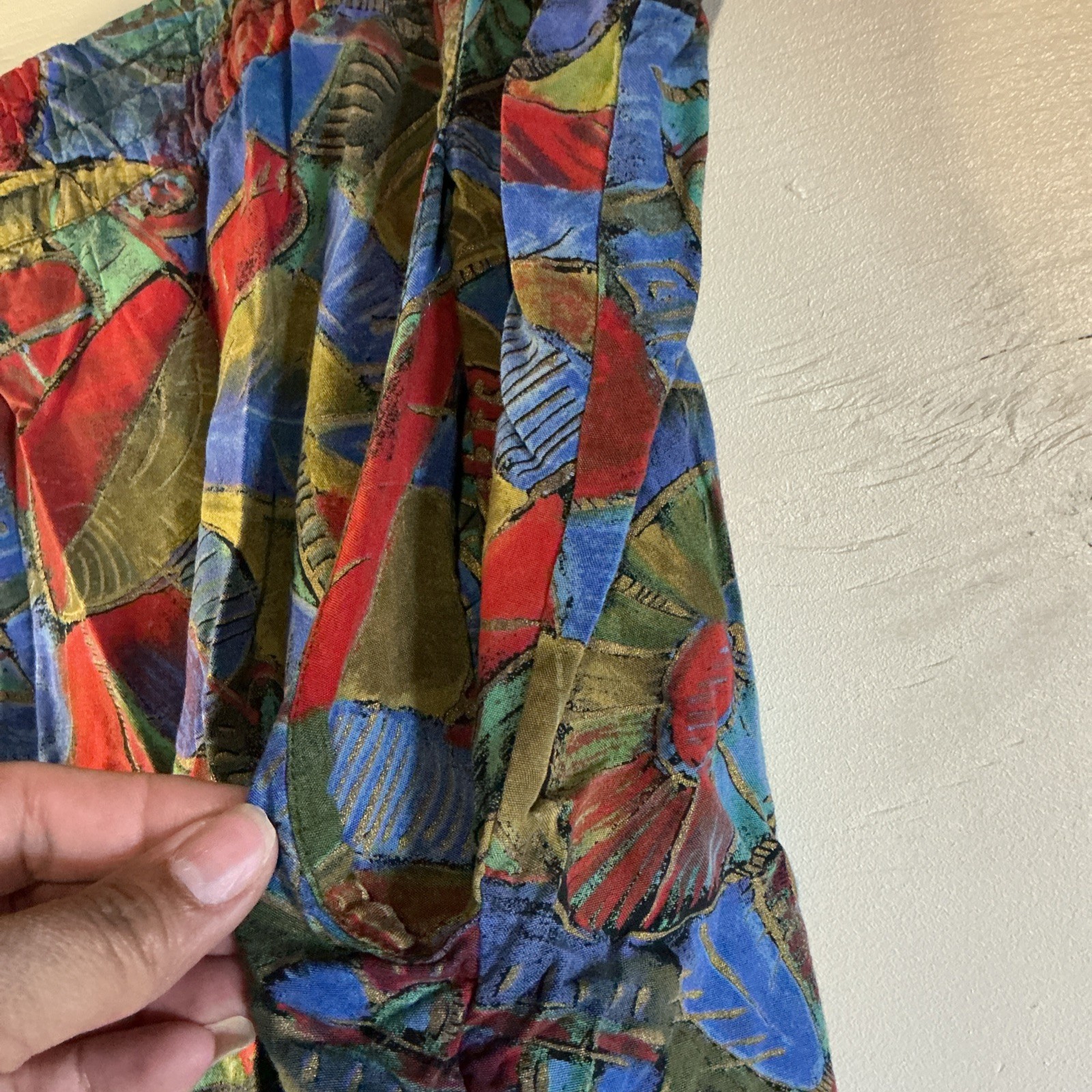 Carmen Dixon Stretch Baggy Capris Size 36 Stretch 14” Rise Boho 100% Rayon