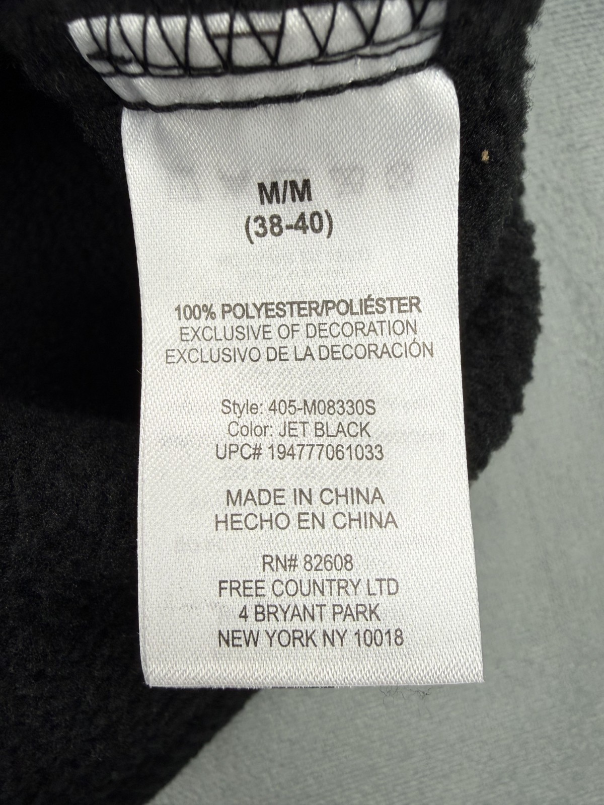 Free Country Jacket Men’s MEDIUM Black Fleece Full Zip Pocket 405-M08330S $80