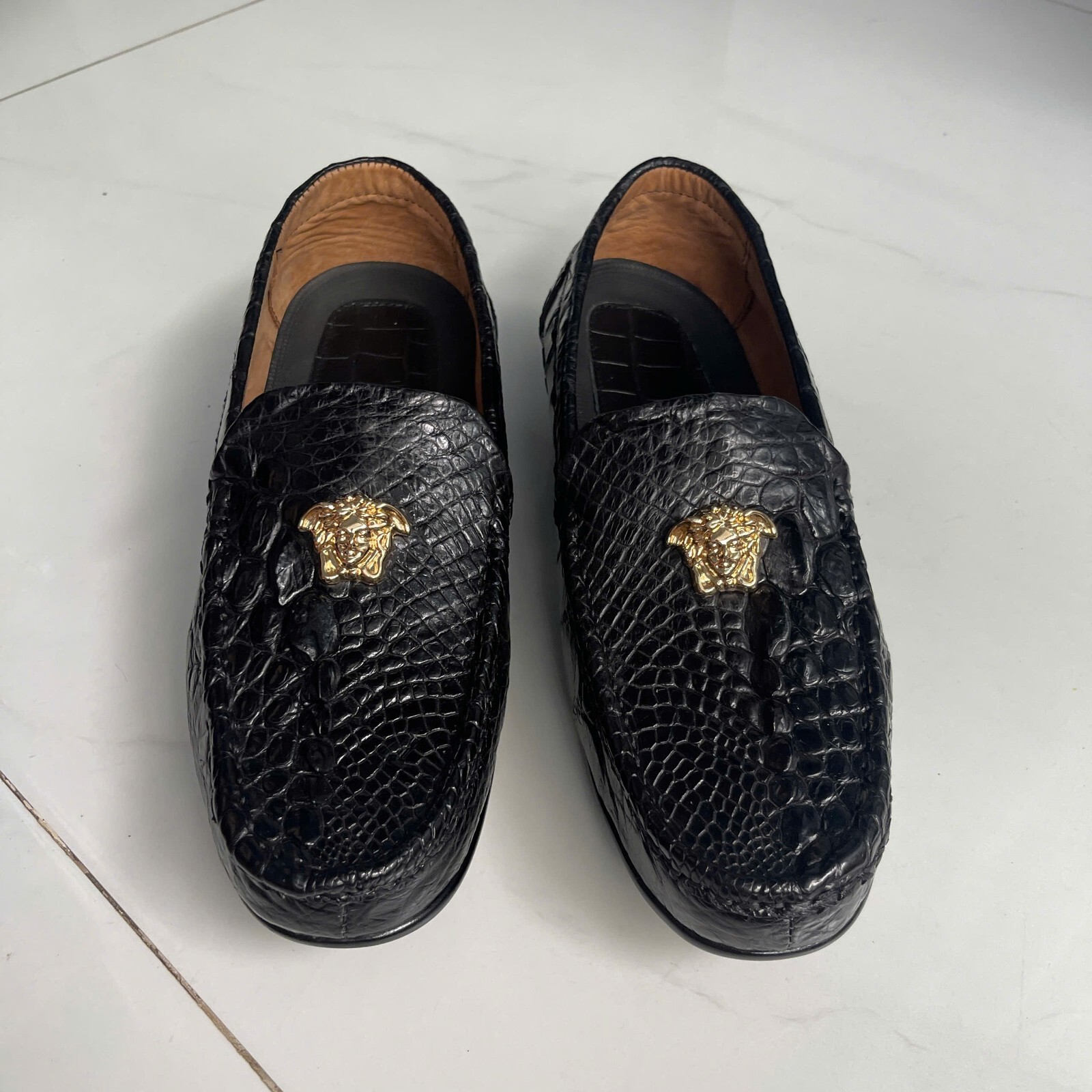 US 13 BLACK 100% Genuine,Real EXOTIC Leather Skin Men’s Shoes- Handmade