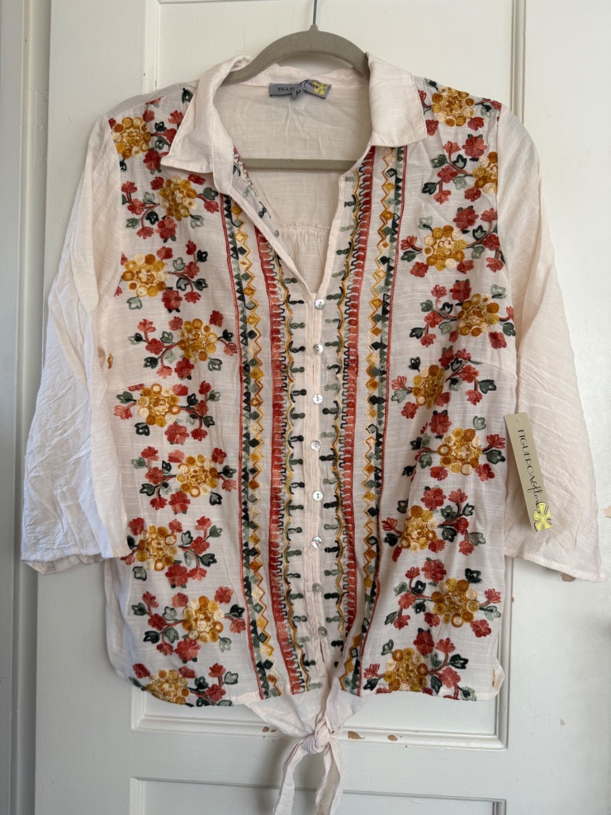 NWT Anthropologie Figueroa Flower Peasant Blouse Boho TOP Shirt S M L XL Embro