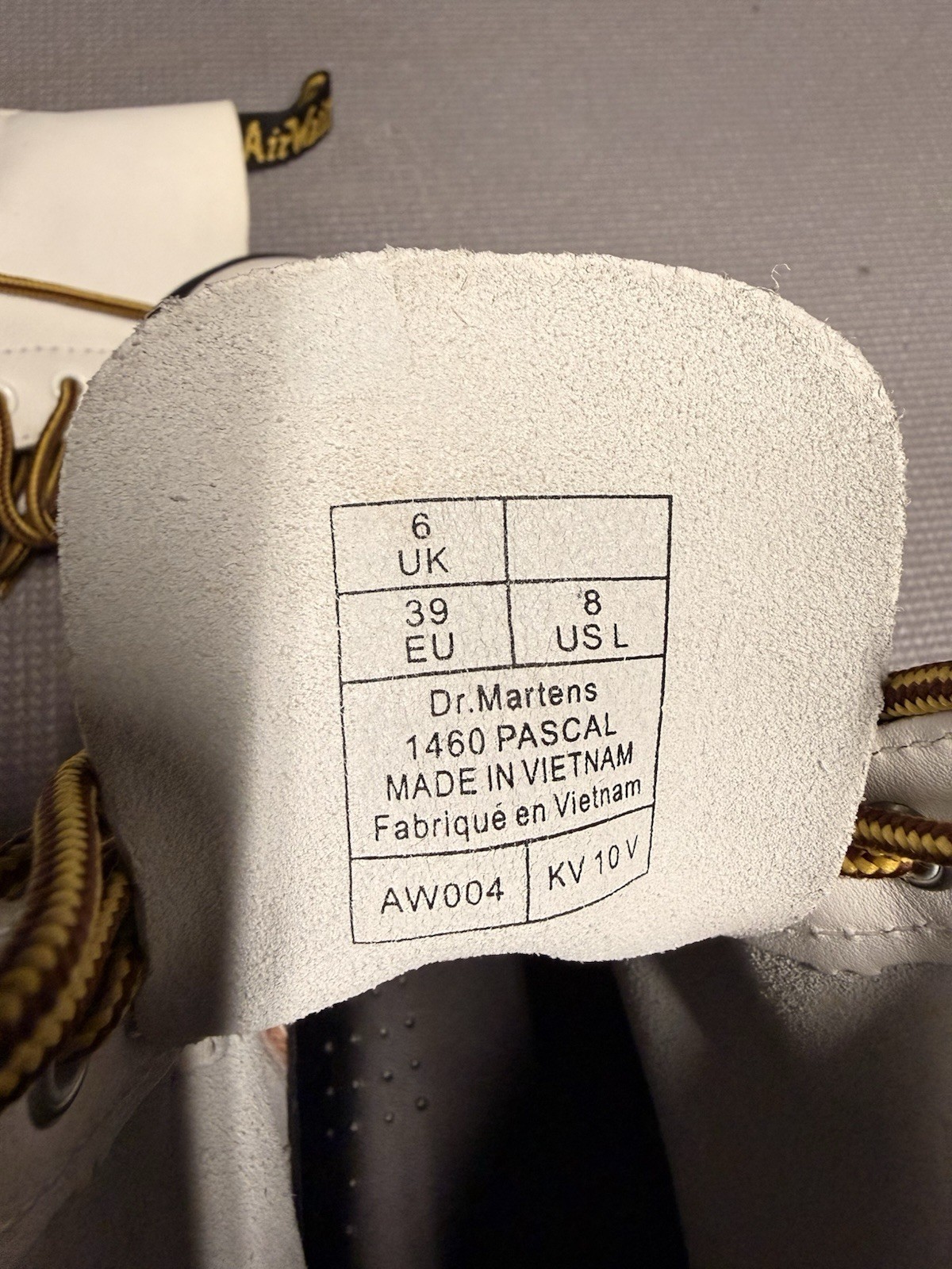 Dr. Martens 1460 Pascal Women’s White Leather Lace-Up Ankle Combat Boot 8