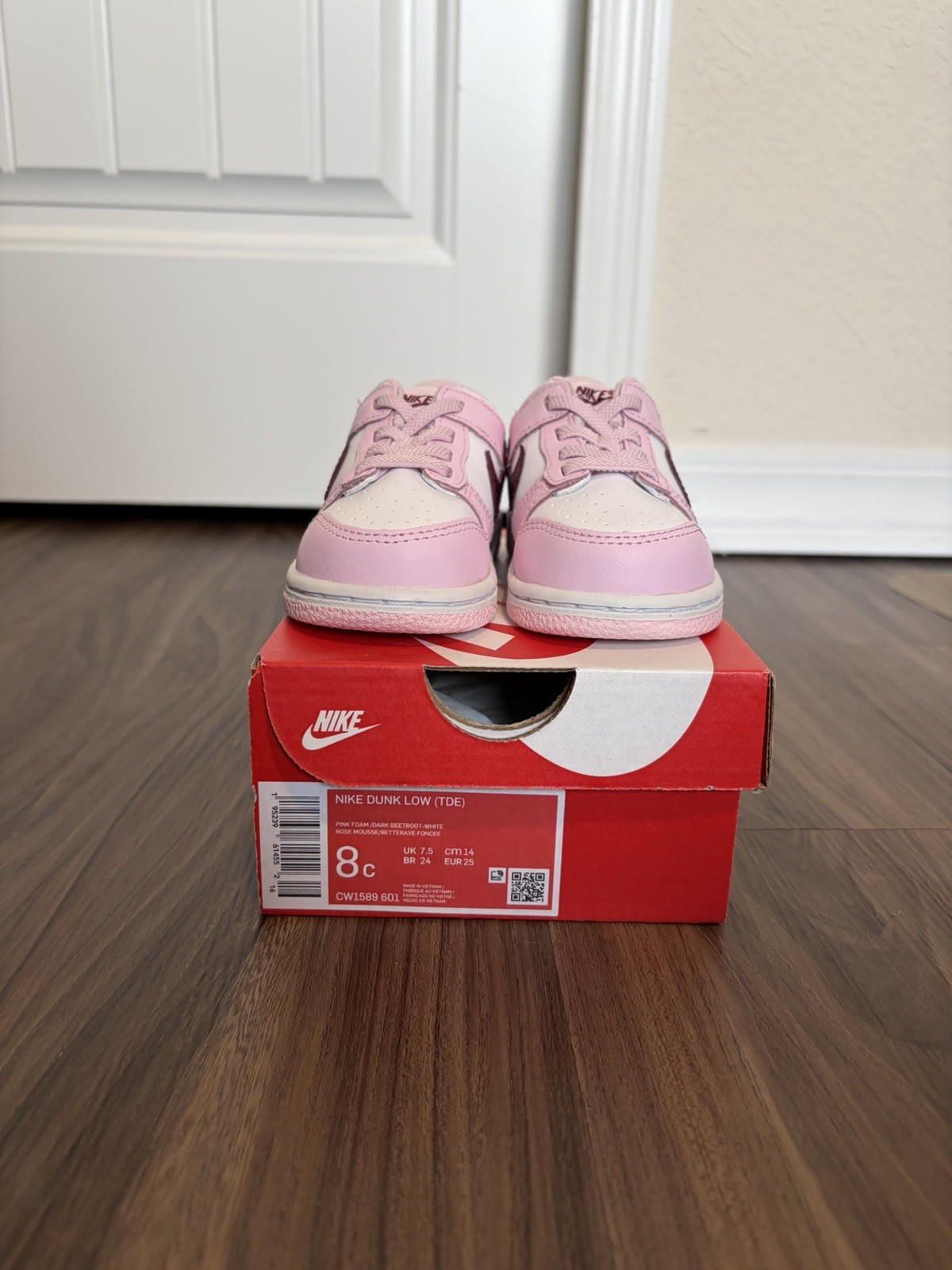 Nike Dunk Low Youth Size 8C Shoes Pink Foam/Dark Beetroot/White CW1589 601