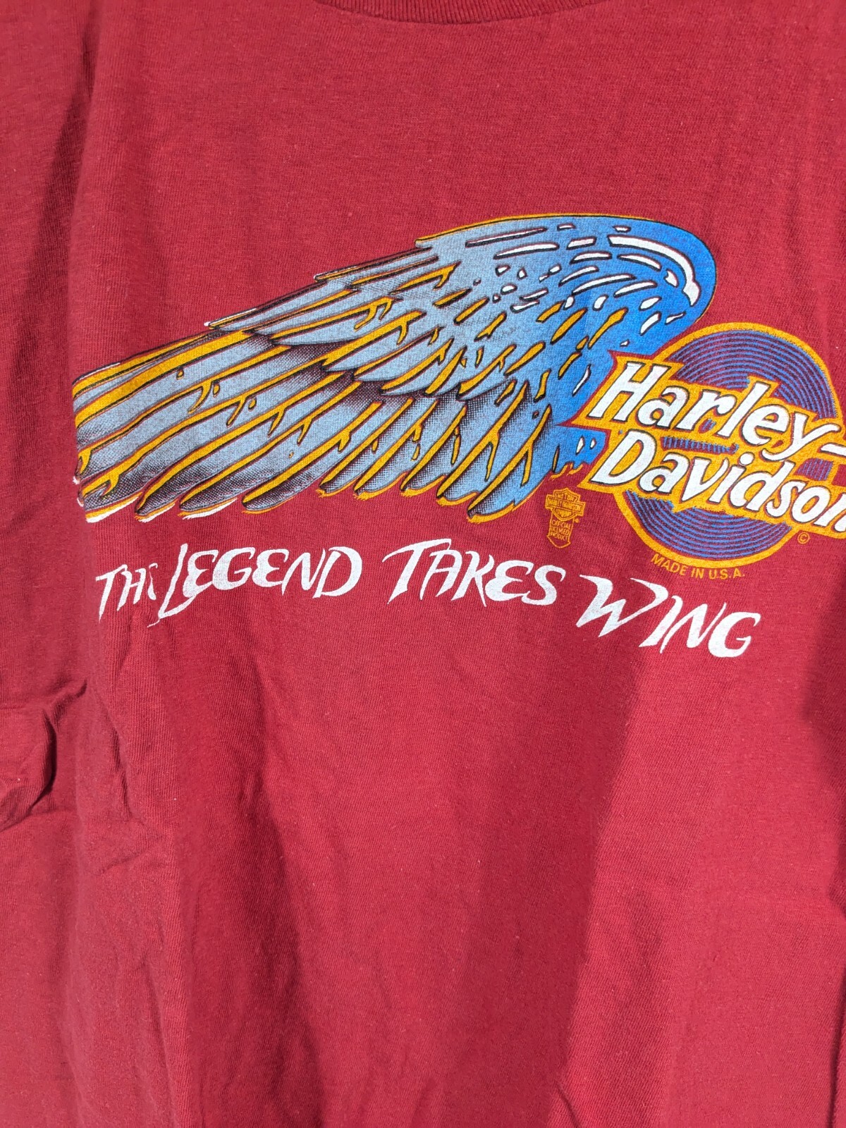 Harley Davidson The Legend Takes Wing Large L T-shirt Red Grand Junction CO