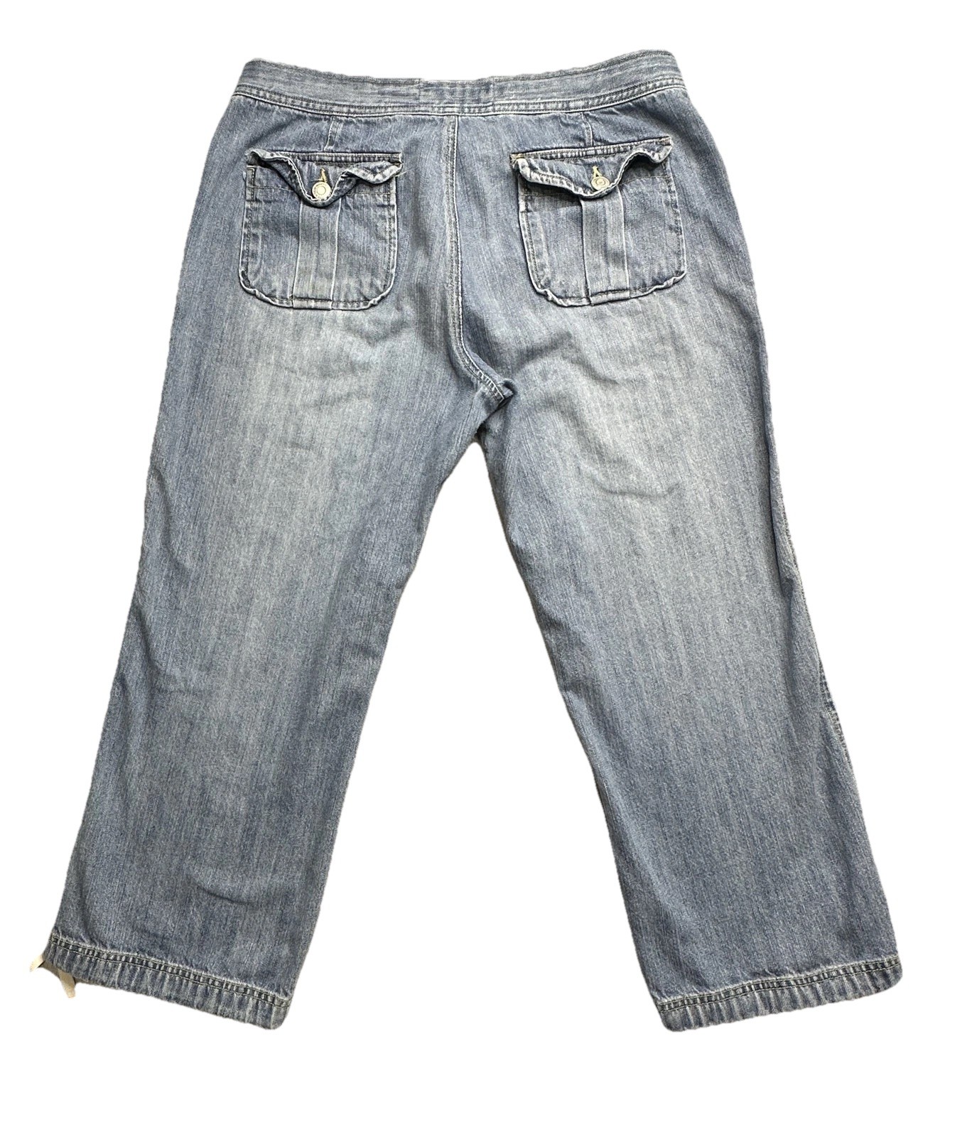 Old Navy Blue Jeans Womens 10 Just Below Waist Light Wash Denim Cargo Pockets
