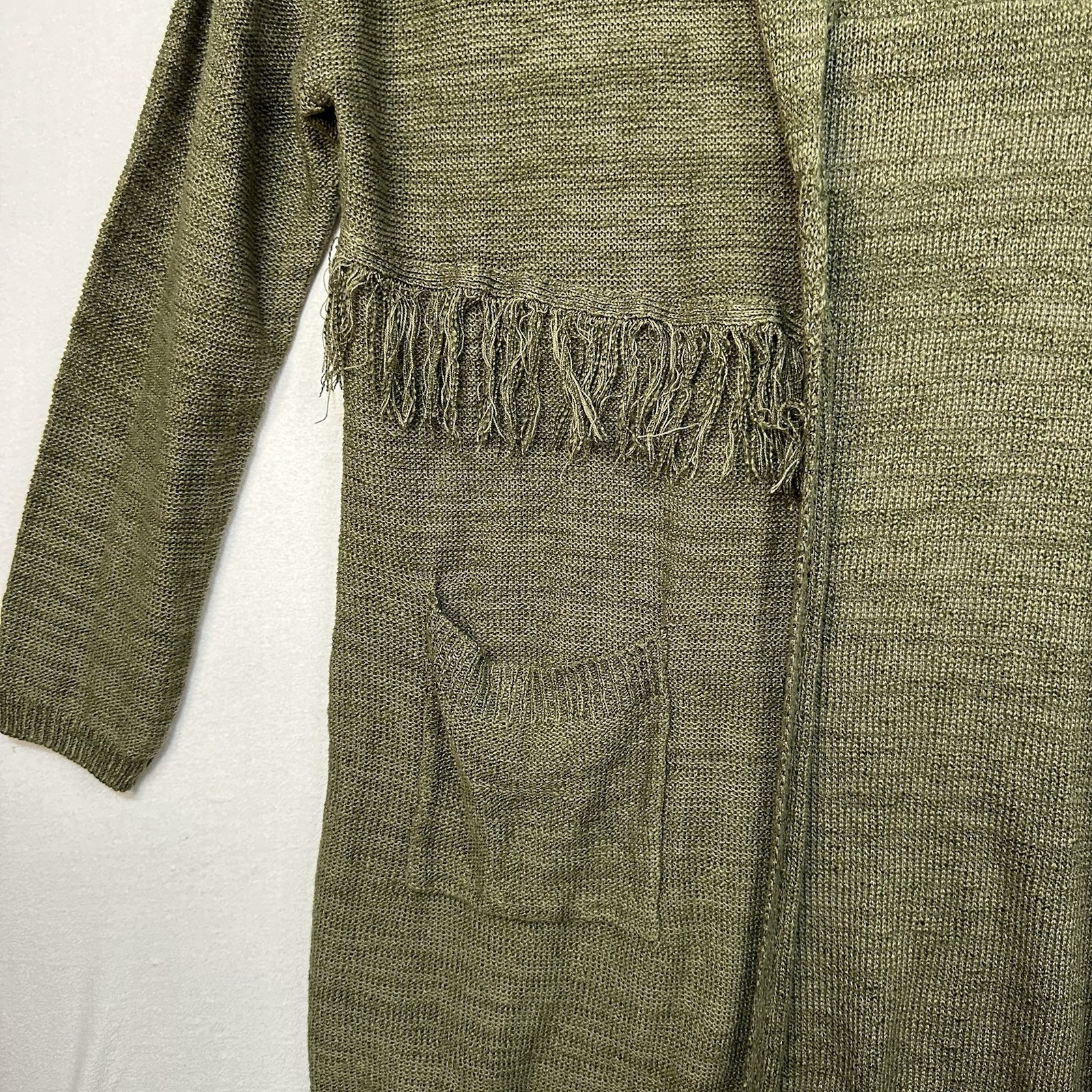 Maurice’s XXL Women’s Open Front Olive Green Cardigan With Fringe Sweater