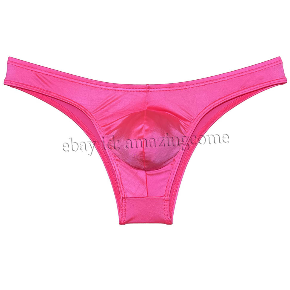 Sex Men Silk Glossy Bikini Briefs Male Cheek Underwear 1/2 Hip Coverage Swimsuit