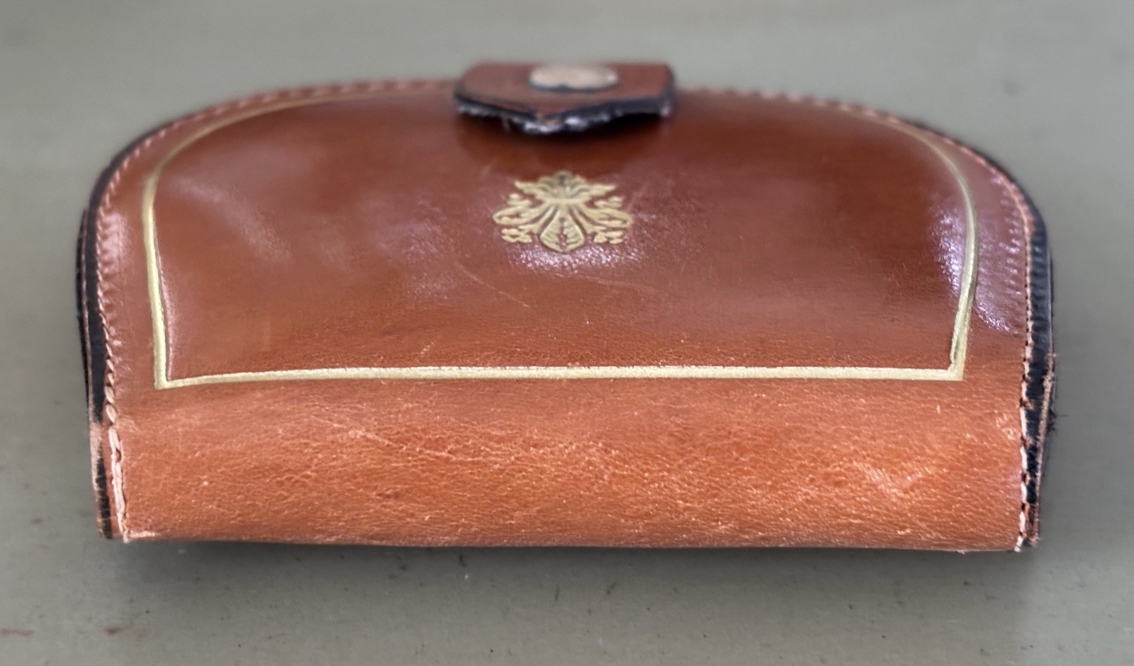 Vintage Florentine Leather Hand Tooled Tacco Coin And Jewelry Holder Pouch Brown
