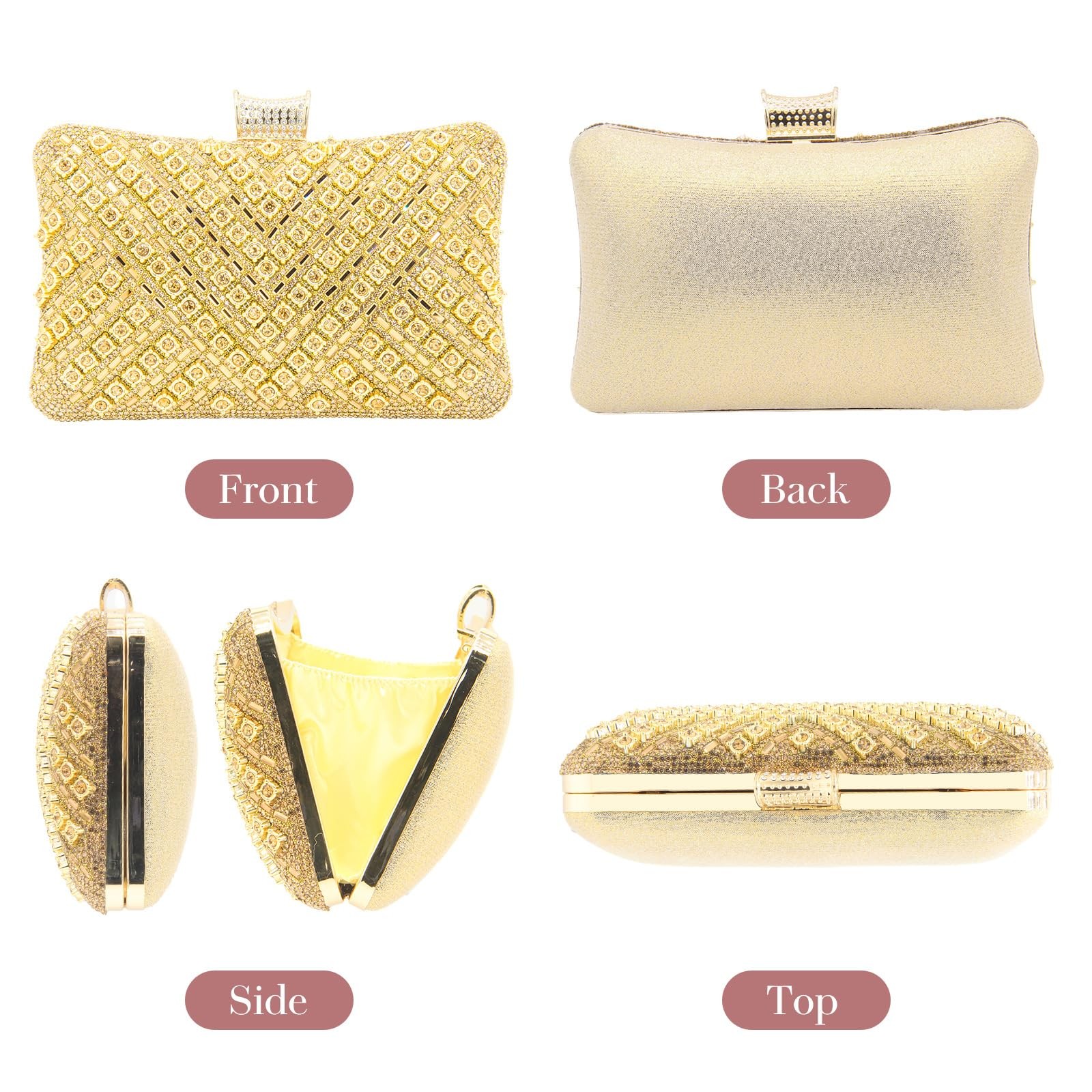 Elegant Rhinestone Clutch Purse for Women, Sparkly Evening Bag for Parties