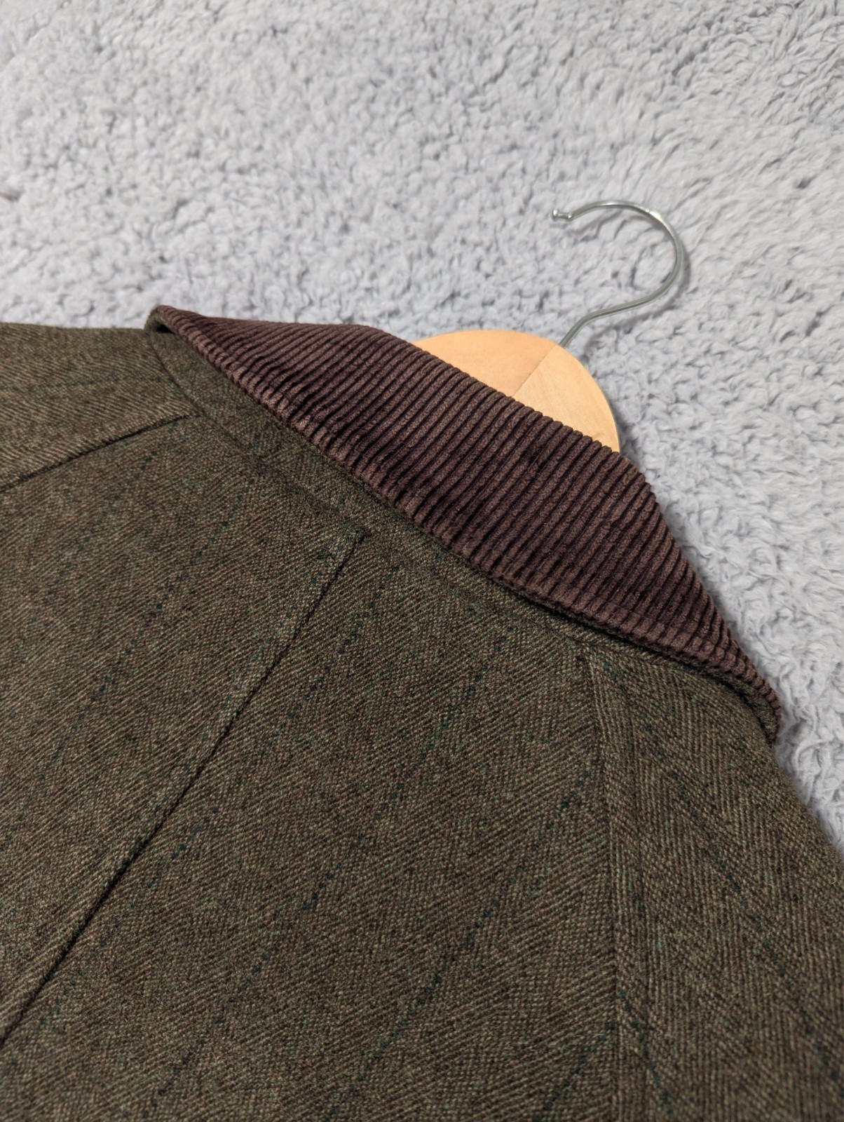 Barbour Derby Tweed Jacket Mens Size C42 107cm Green Check Coat England Wool