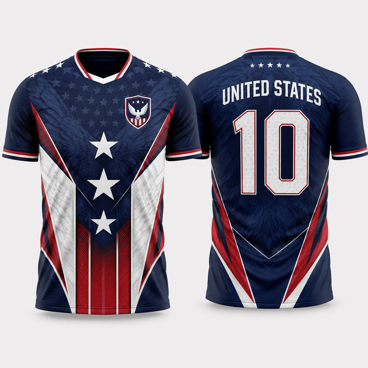 Eagle Star Design Soccer Jersey World Cup Patriotic Fan Shirt Red White Custom