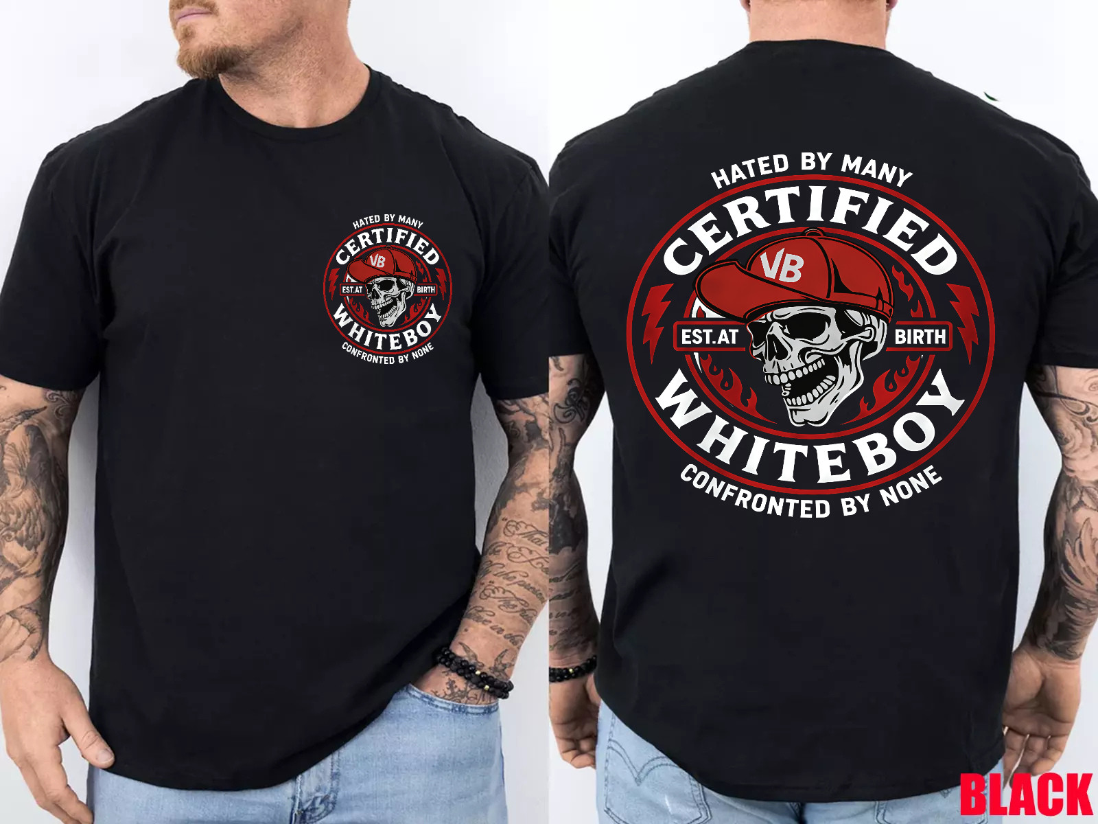 CERTIFIED WHITEBOY Street Skull 2 Sided T-Shirt Menswear Streetwear