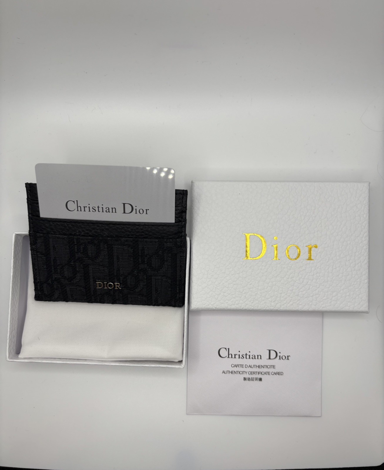 Black Christian Dior Oblique Jacquard Card Holder