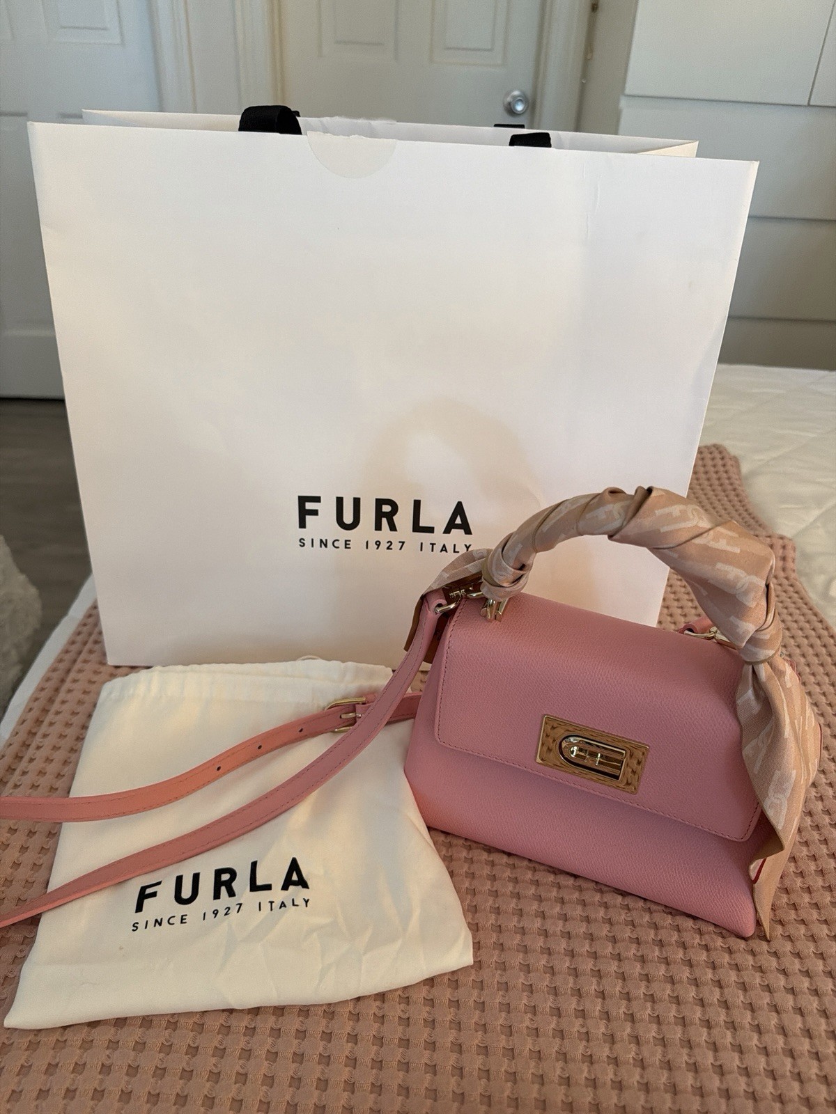 Furla 1927 Mini Top Handle Bag with Silk Furla Scarf