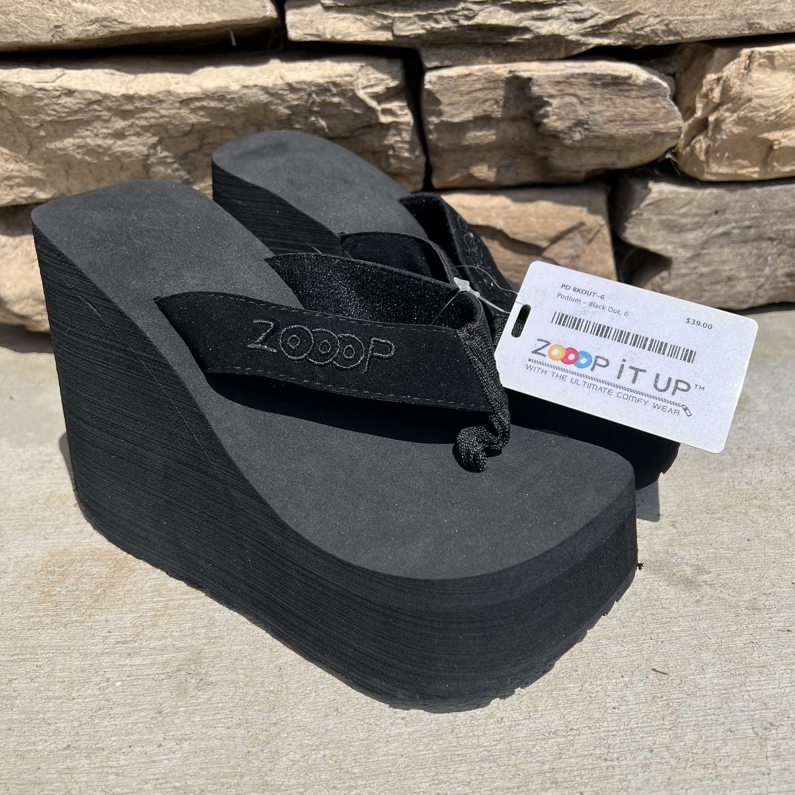 ZOOOP Sandals Women Size 8 Platform Flip Flop Black Early 2000s Y2K NEW