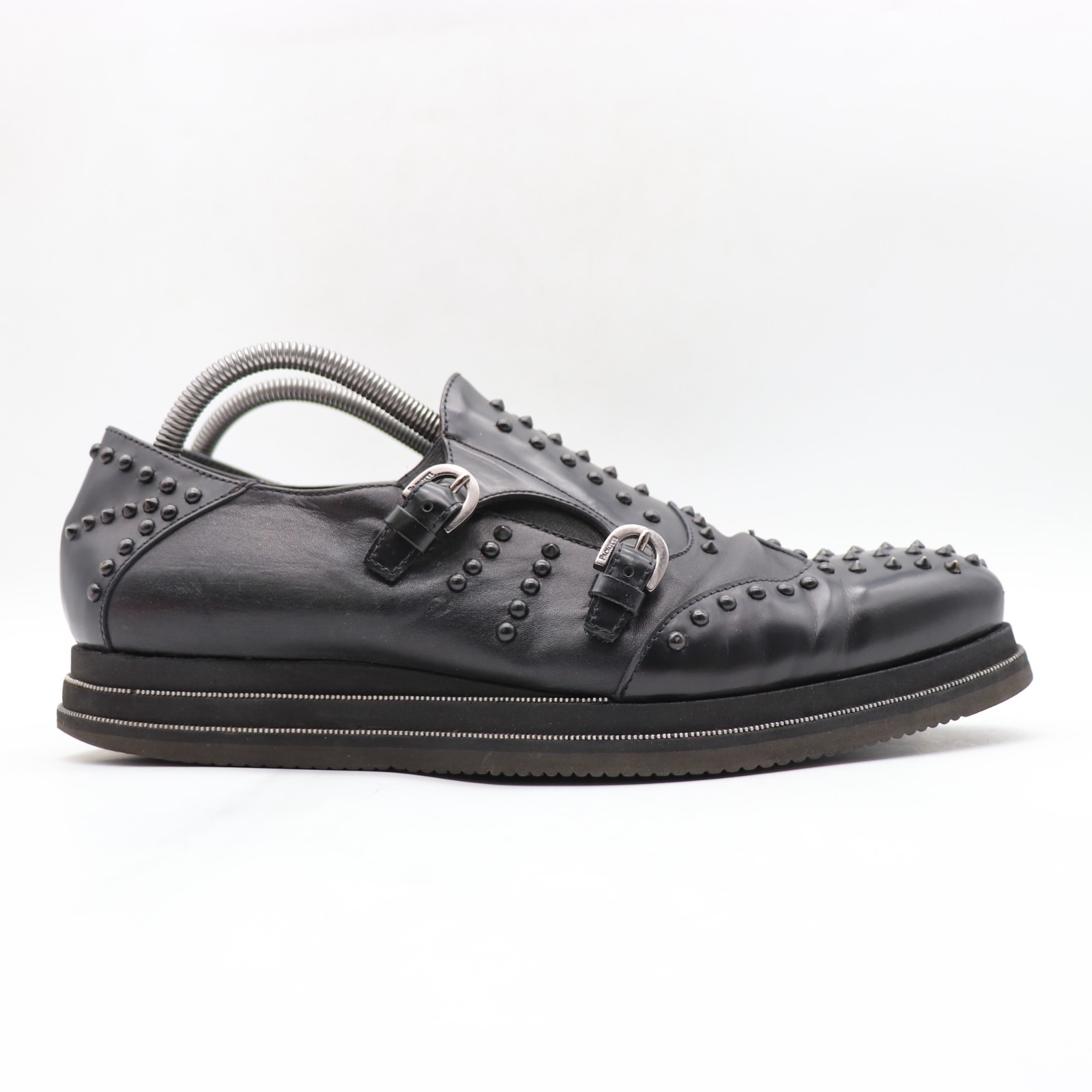Cesare Paciotti Double Monk Men’s Size UK 8 US 9 Black Leather Studded