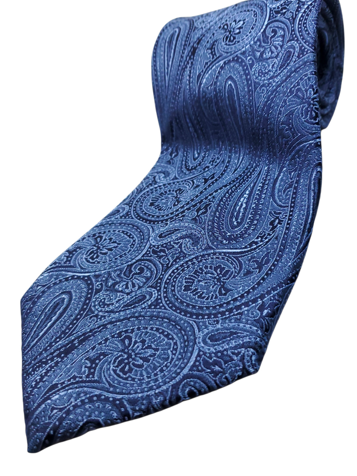 HATHAWAY Handmade 100% Silk Tie Men’s Navy Blue Paisley Necktie NEW