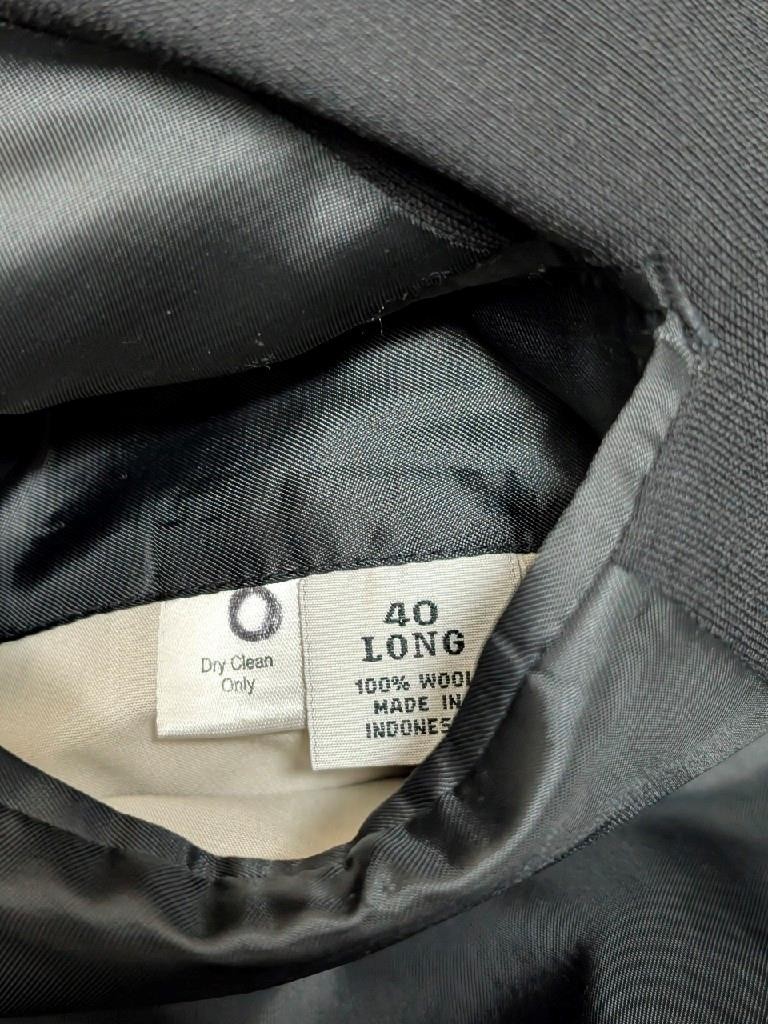 1990s vintage 2PC SUIT double breasted 40L 34×34 black WOOL lightweight