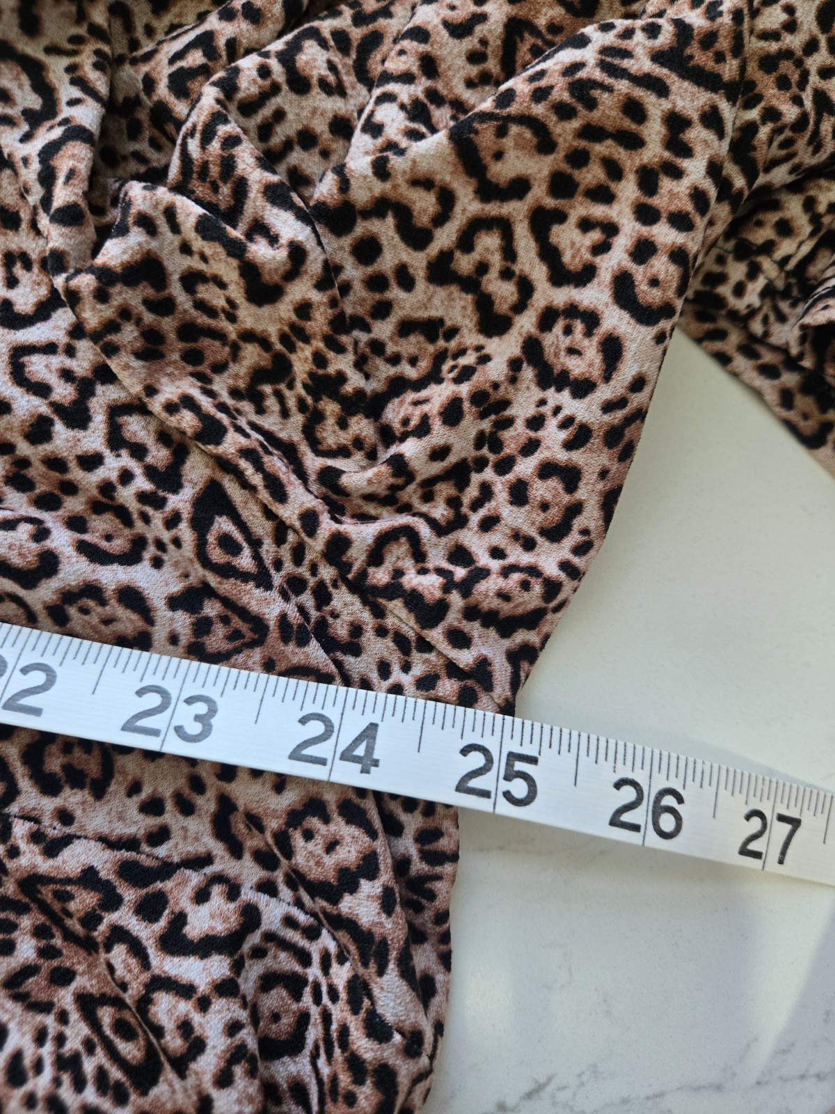 CeCe Women’s 3X Brown Black Leopard Knit Ruffle Keyhole Puff Sleeve Blouse