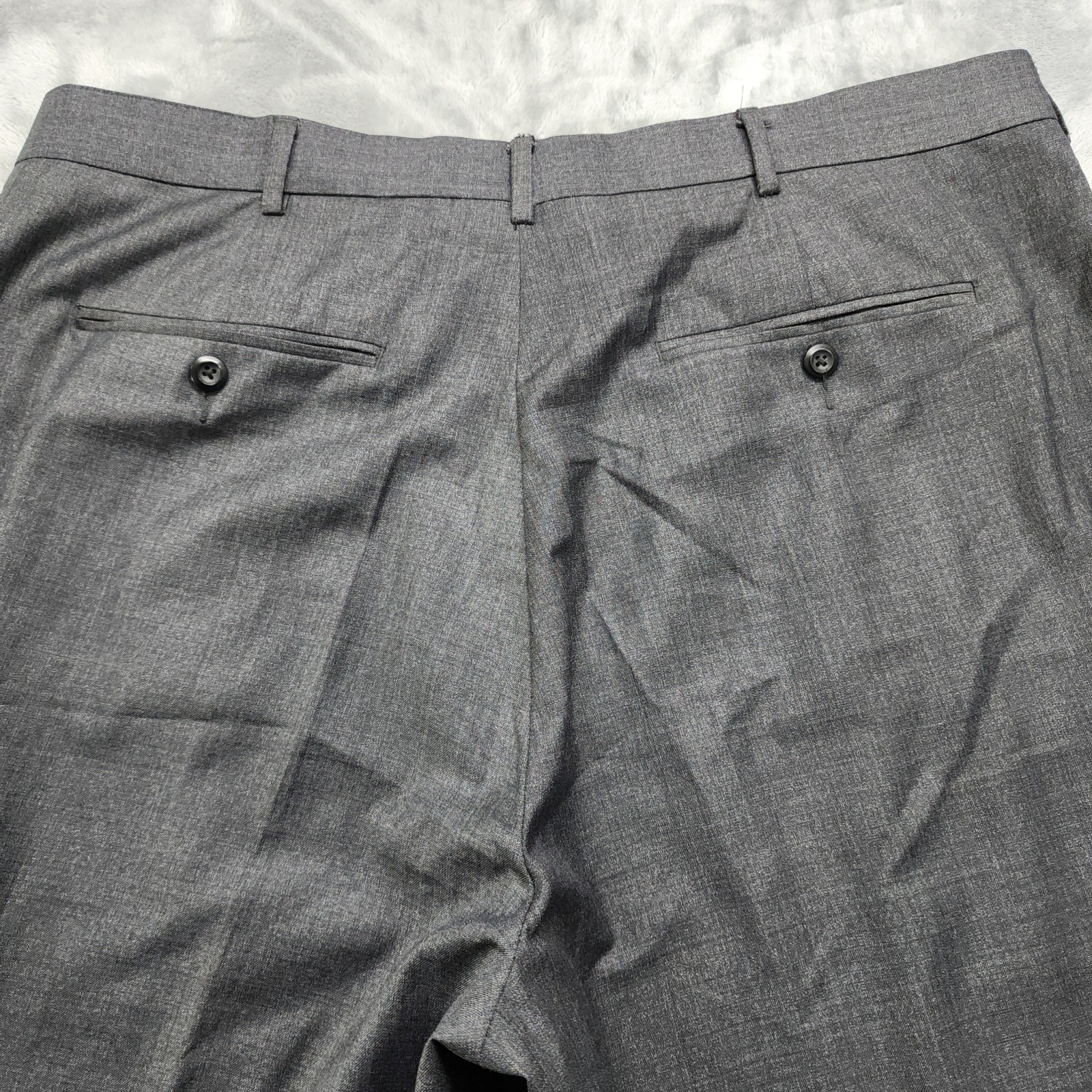 Perry Ellis Portfolio Dress Pants Mens 38/30 Gray Pleated Cuffed Polyester Rayon